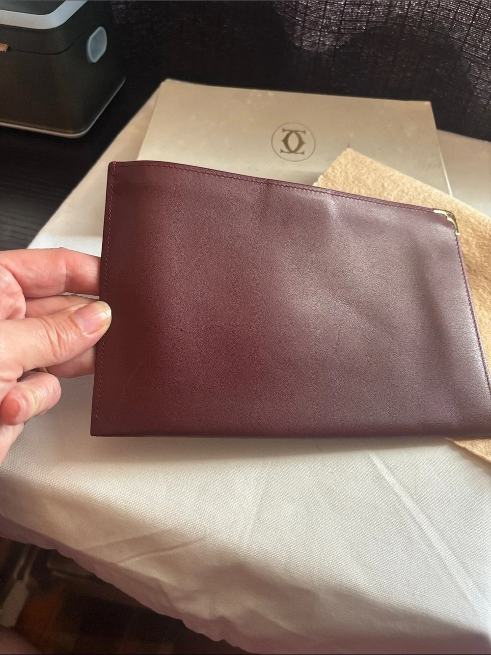 Cartier Burgundy Leather Zip Pouch - Picture 9 of 17